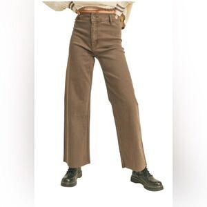 Miou Muse Wide leg Denim in Mocha large. MN113